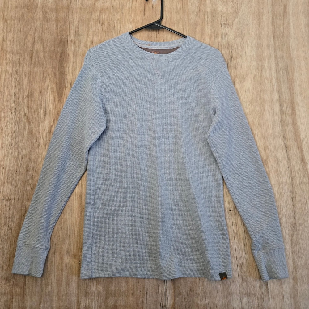 Northwest Territory Mens Small Gray Waffle Knit Thermal Long Sleeve Shirt